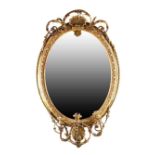 Giltwood and gesso girandole wall mirror