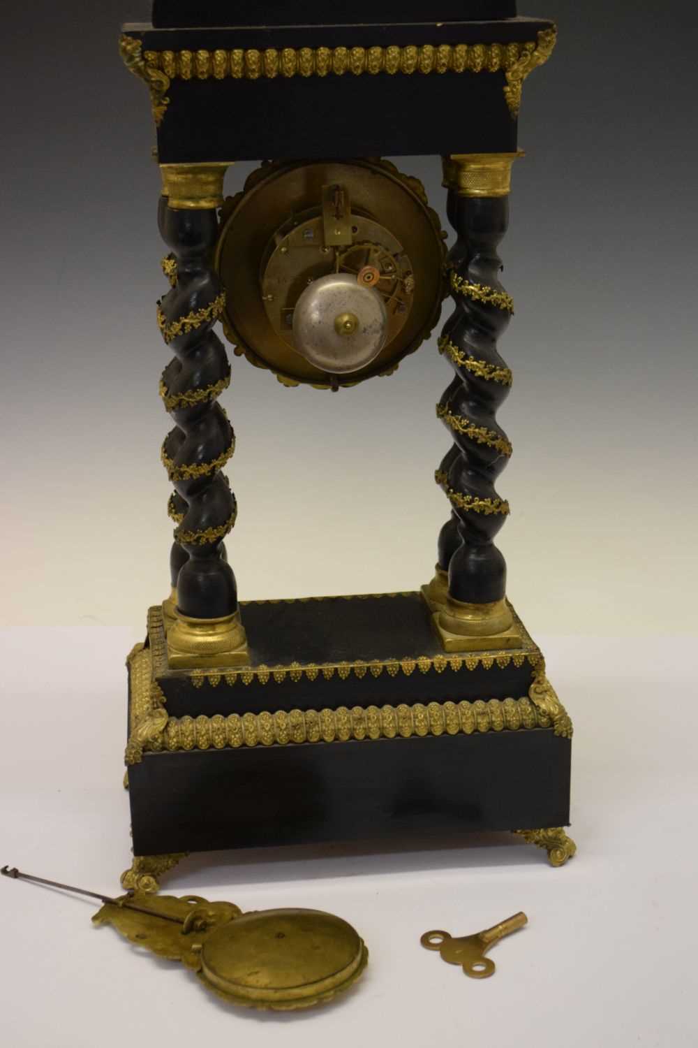 19th Century French red tortoiseshell portico clock - Image 9 of 10