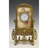 Late 19th Century French brass table and porcelain table clock