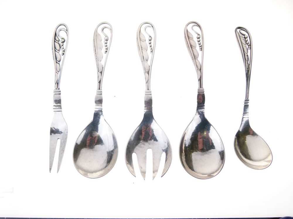 Georg Jensen 'leaf & berry' handled silver pickle fork - Image 10 of 10