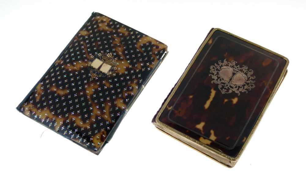 Two 19th Century inlaid tortoiseshell aide memoires or semainiers