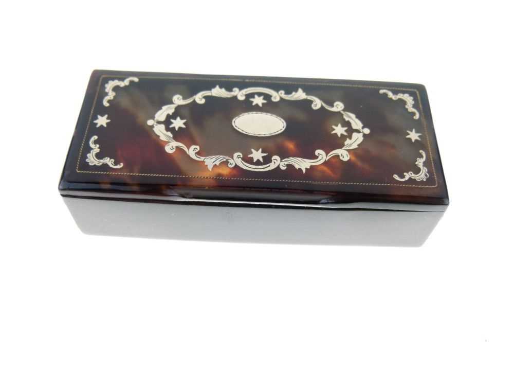 19th Century tortoiseshell and piquework snuff box and match case - Image 2 of 8