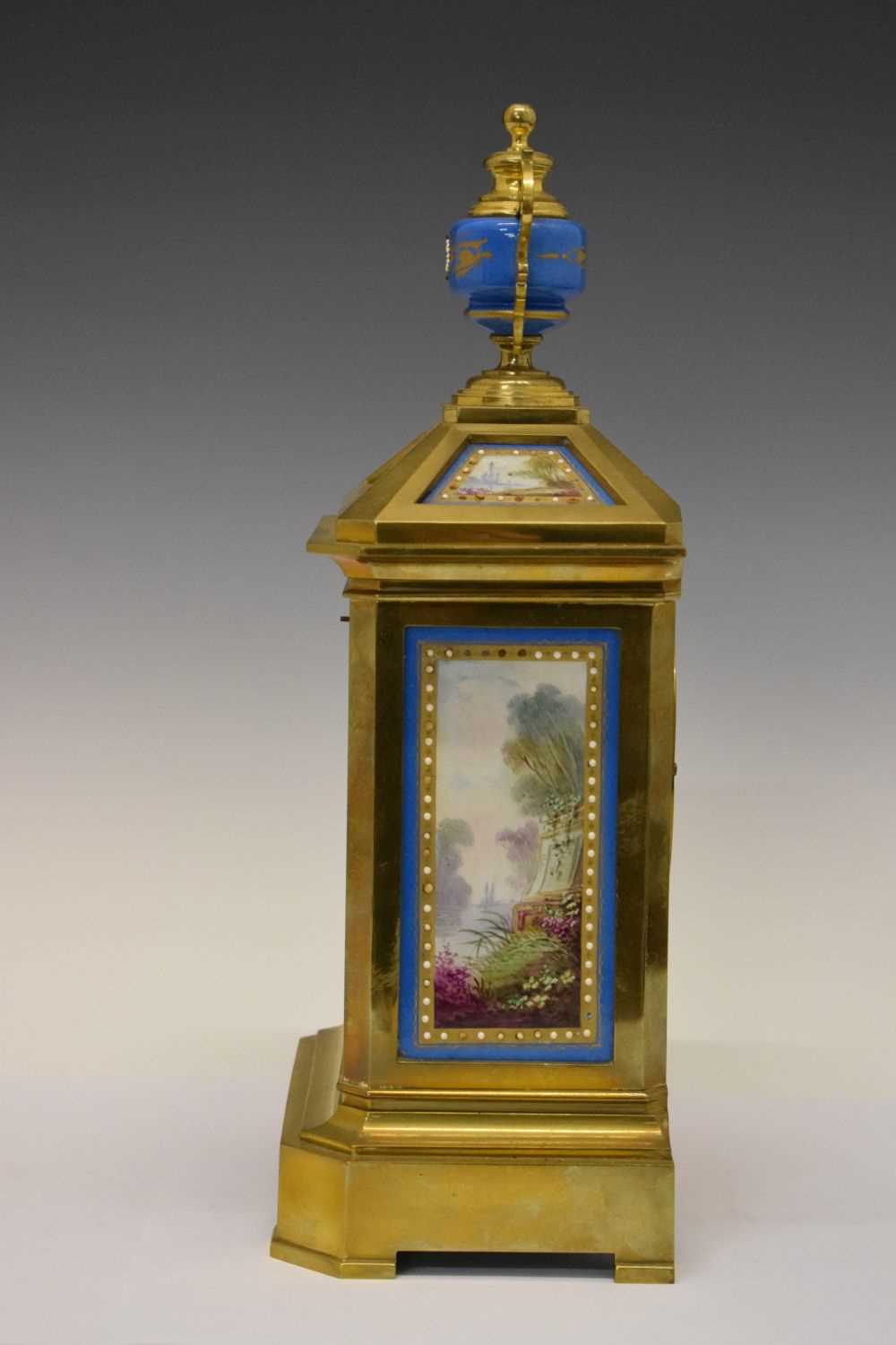 Mid 19th Century French Sevres-style porcelain mounted mantel clock - Image 7 of 13