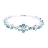Emerald and white stone bracelet,