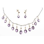 Edwardian amethyst and seed pearl fringe necklace,