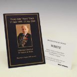 Harry Patch (1898-2009) 'The last WWI Tommy' Funeral Order of Service and ticket