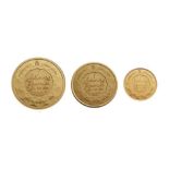 Elizabeth II Gibraltar Sapphire Coronation Jubilee gold three-coin set, 2018