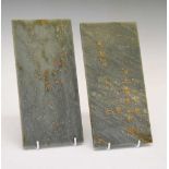 Pair of Chinese nephrite ('spinach') jade panels