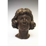 Bronze bust of a female, marked R.M.M.