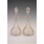 Pair of 19th Century etched glass decanters