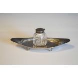 Edward VII silver standish or desk inskstand