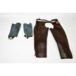 Two pairs of suede riding chaps (half and full)