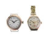 Two 9ct gold cased cocktail watches