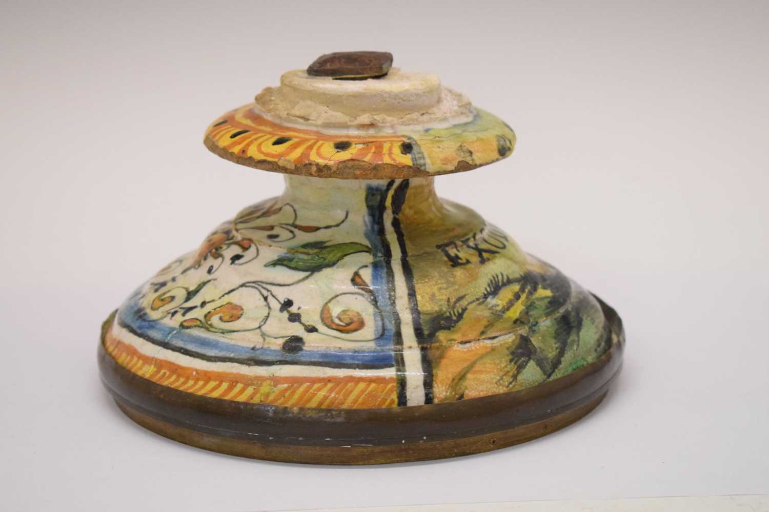 French faience socle 'Exode' - Image 2 of 7