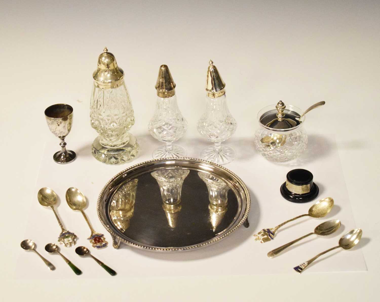 Part- Silver condiment set and sundry silver