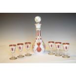 Bohemian overlay liqueur glass decanter set