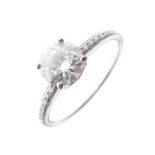 Platinum single-stone diamond ring