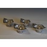 Set of four late Victorian silver bon bon dishes