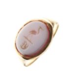 Unmarked yellow metal intaglio signet ring