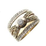 Yellow metal (9K) white stone set ring