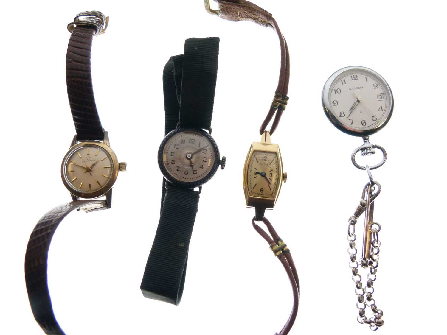 Gold watch, silver watch, fob watch and metal watch