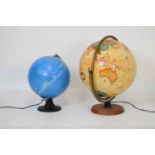 Two modern illuminated globes