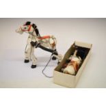 Vintage wooden painted horse puppet and mule puppet