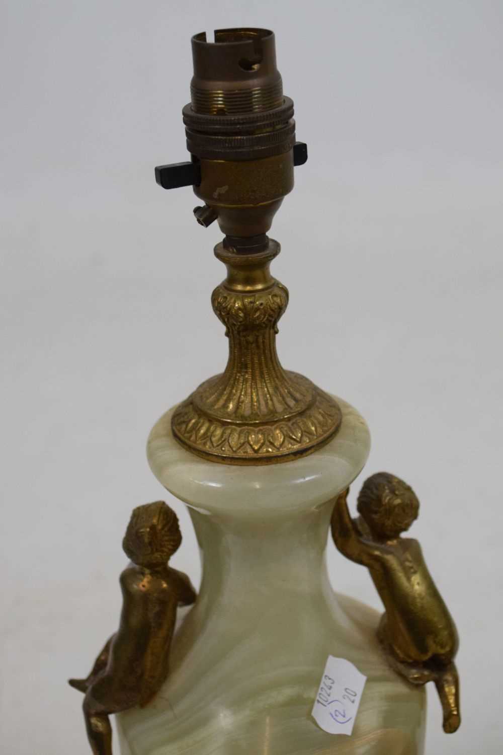 1970s gilt metal mounted onyx table lamp and brass lamp - Image 5 of 8