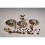 Silver teaspoons and quantity of small silver