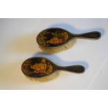 Pair of silver and chinoiserie lacquer brushes