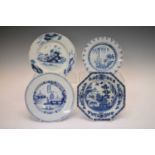 Four 18th Century Delftware plates