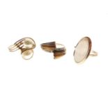 Three various gold dress rings