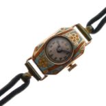 Lady's 9ct gold and enamel cocktail watch