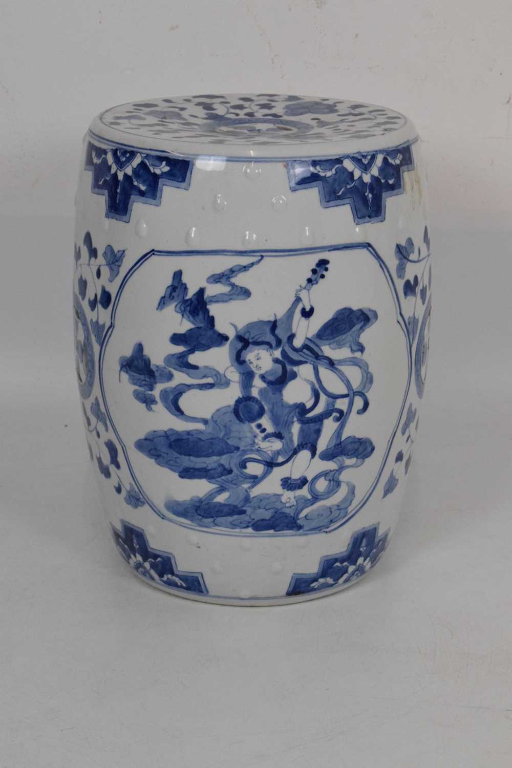 Chinese blue and white barrel garden seat