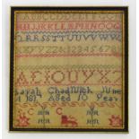 Regency needlework sampler, Sarah Chadwick 1817