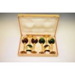 Cased set of six Bohemian glasses