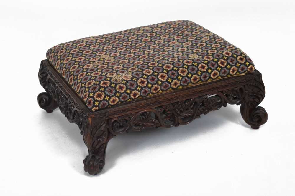 Colonial style carved hardwood footstool