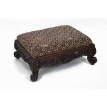 Colonial style carved hardwood footstool
