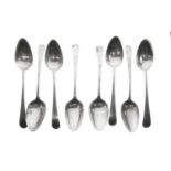 George III Newcastle silver dessert spoons TW 1794, plus two others