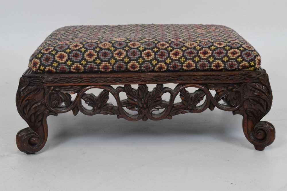 Colonial style carved hardwood footstool - Image 3 of 4