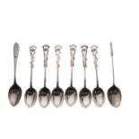 Six Art Nouveau coffee spoons, and two Nobel