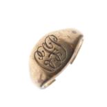 9ct signet ring (cut), 7.1g approx