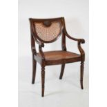 Mahogany chair with caned back
