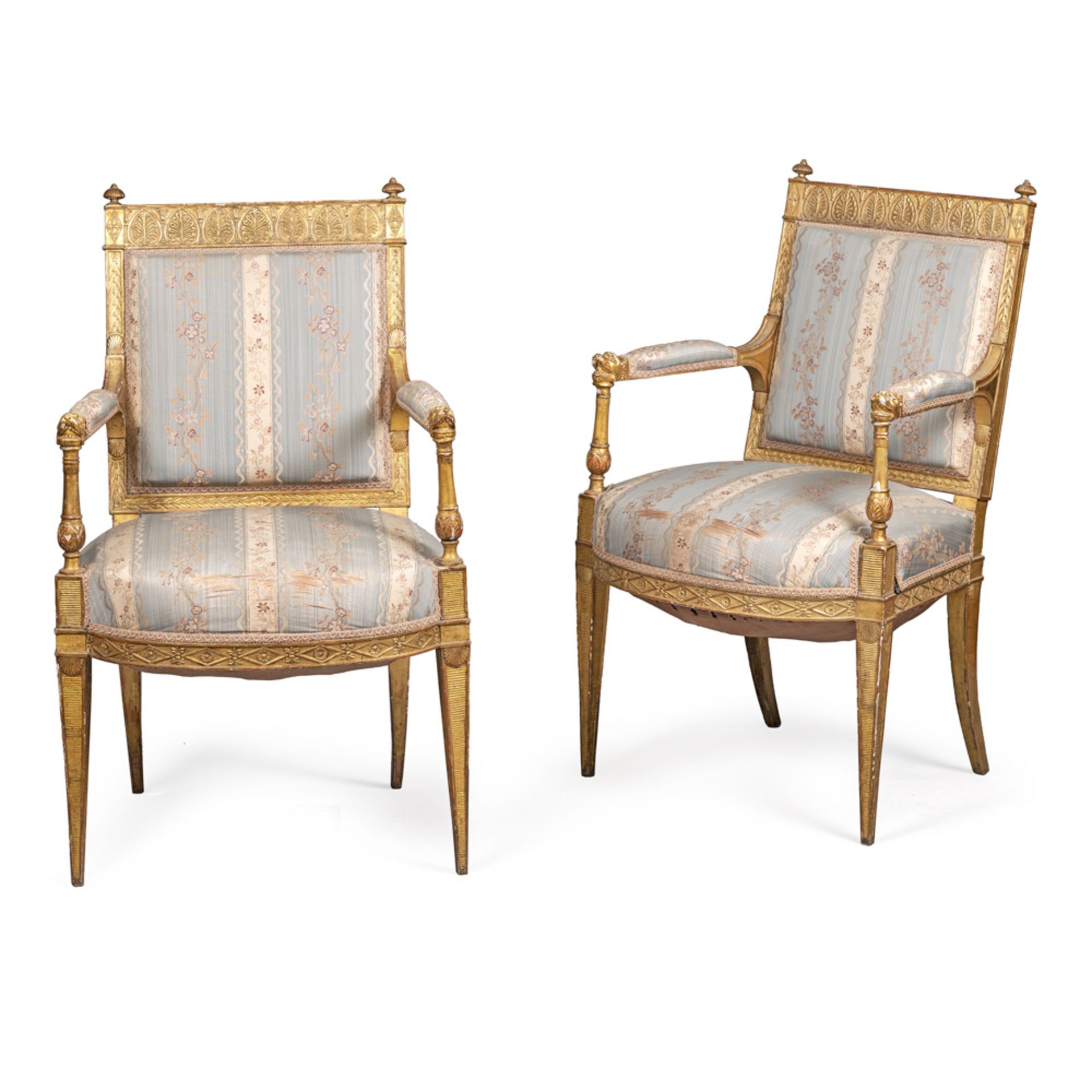 Pair of gilded wood armchairs