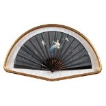 Shell and painted fabric fan