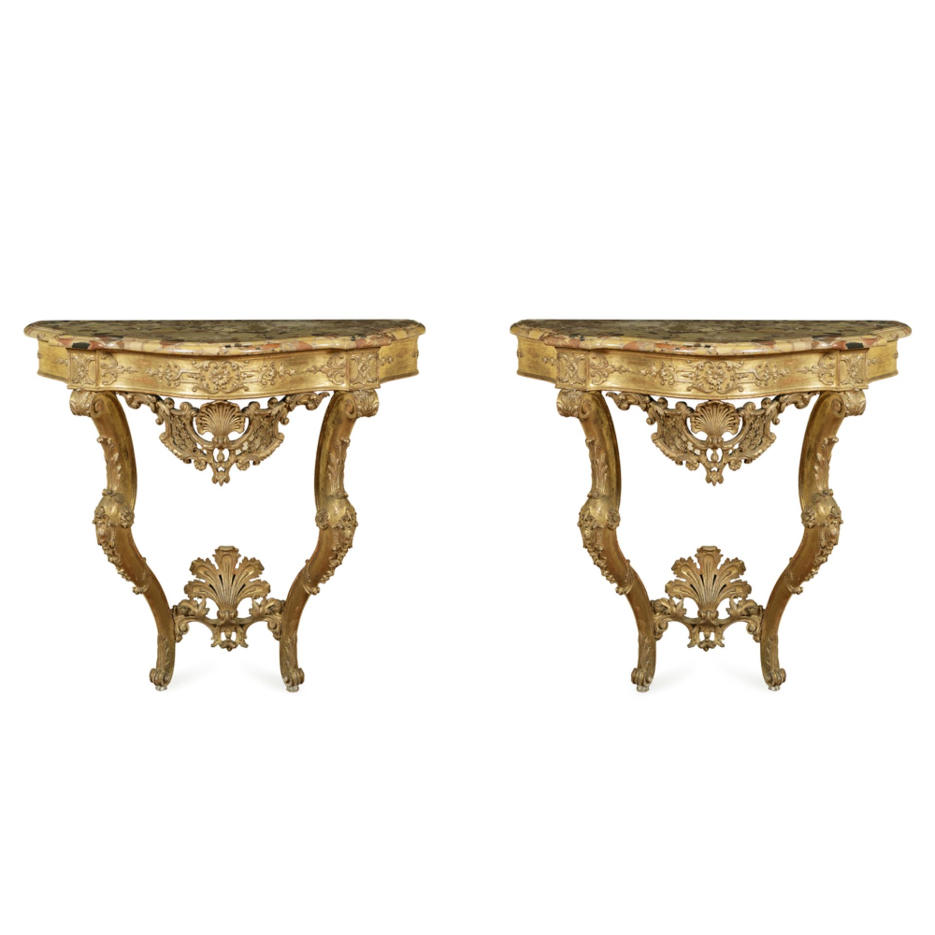 Pair of gilded wood consoles