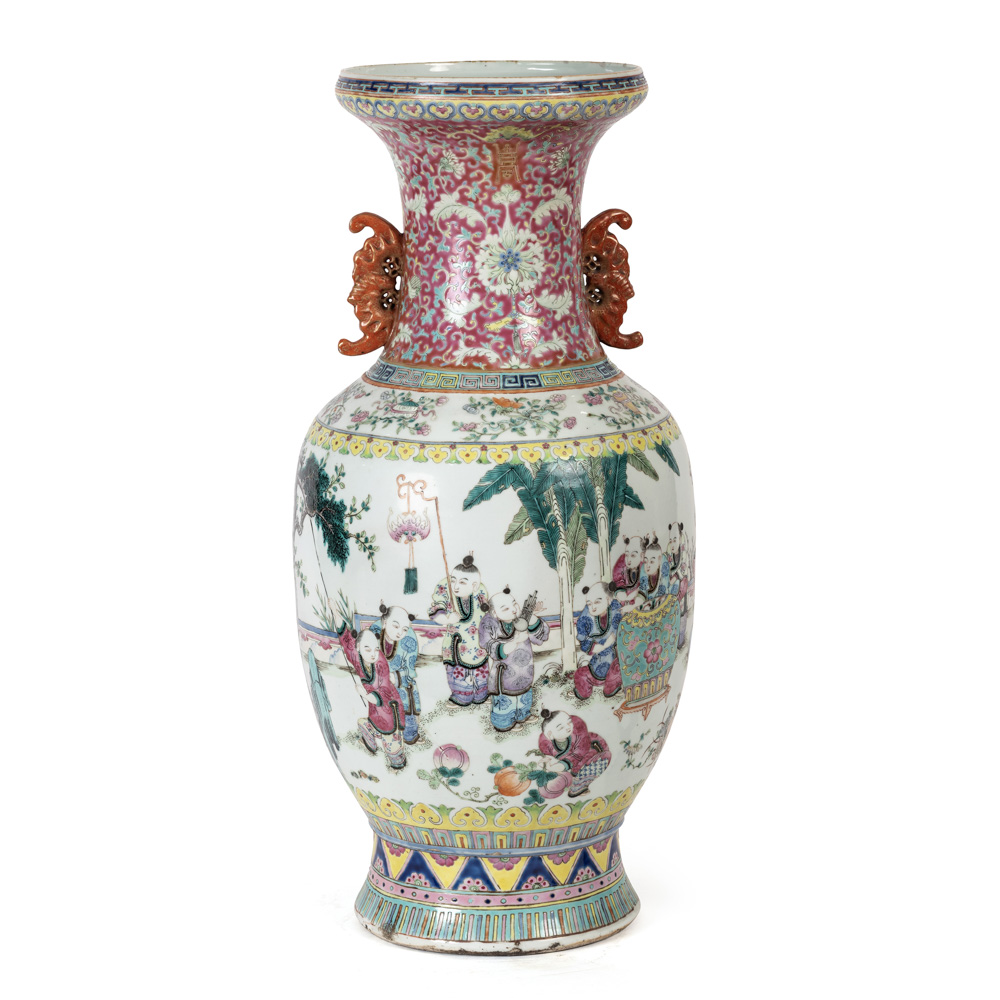 Pink Family porcelain Baluster vase - Image 2 of 4