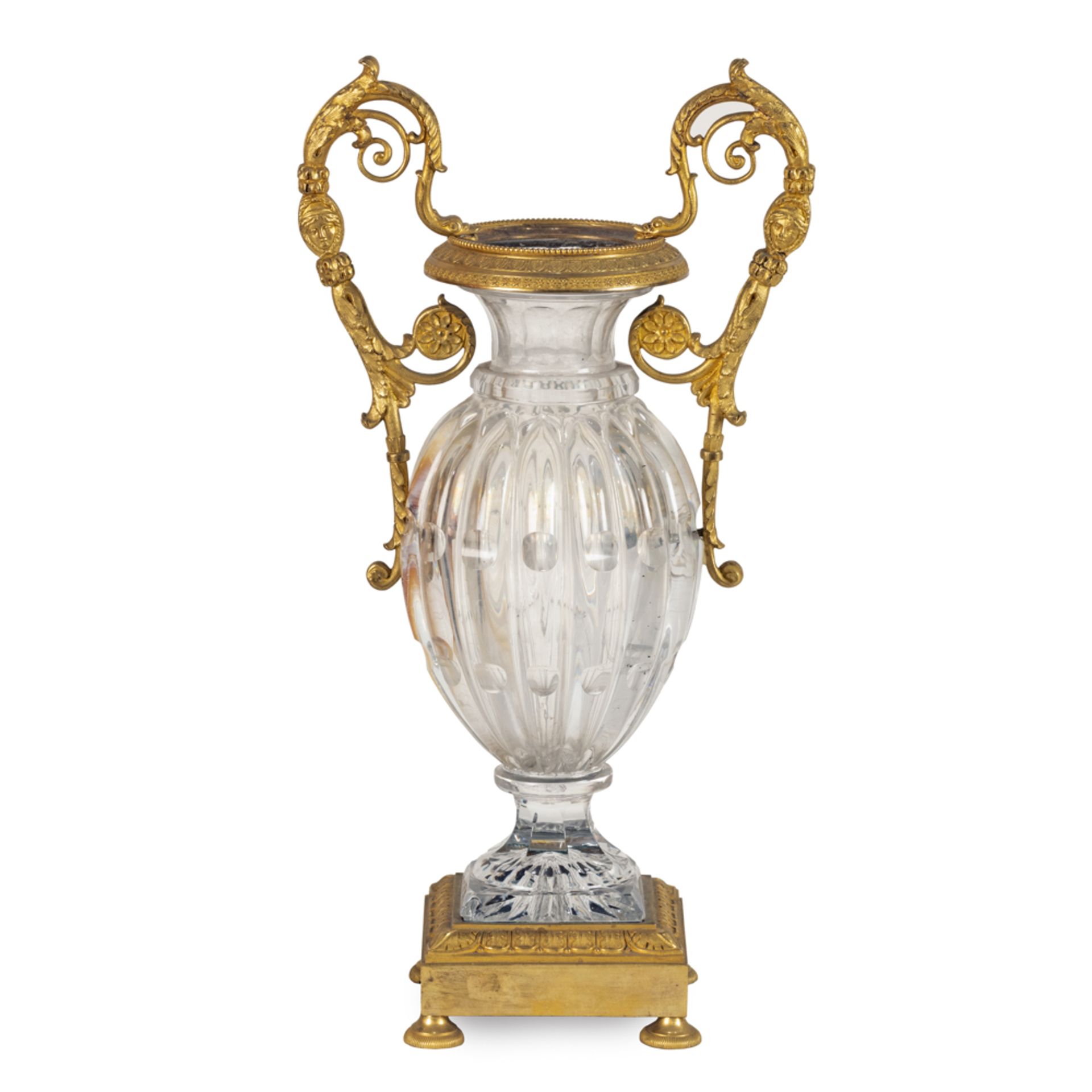 Crystal and gilded bronze vase