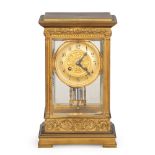 Bronze and glass table pendulum clock