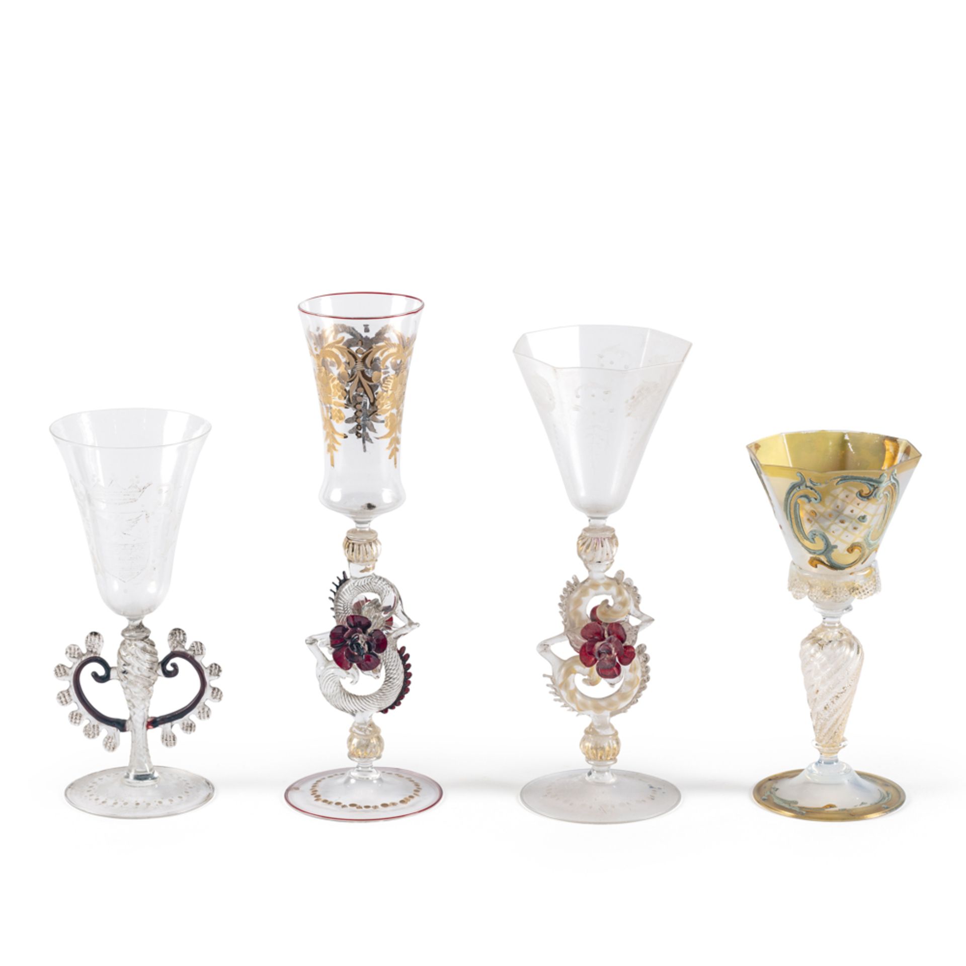 Group of collectible blown glass glasses (4)